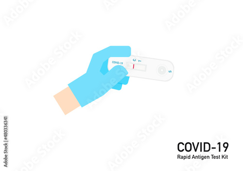 set of Covid-19 antigen test kit resulted vector isolated on white background