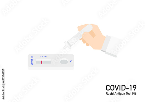 set of Covid-19 antigen test kit resulted vector isolated on white background