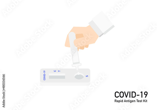 set of Covid-19 antigen test kit resulted vector isolated on white background