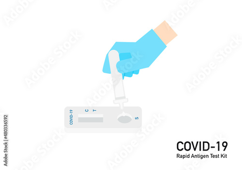 set of Covid-19 antigen test kit resulted vector isolated on white background