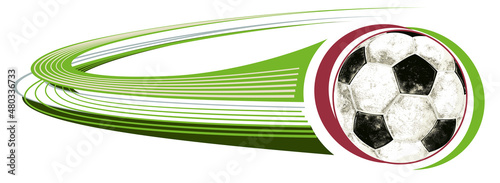 World football cup 2022 with 3d soccer ball with graphic trail. Sport poster, banner, flyer modern design.