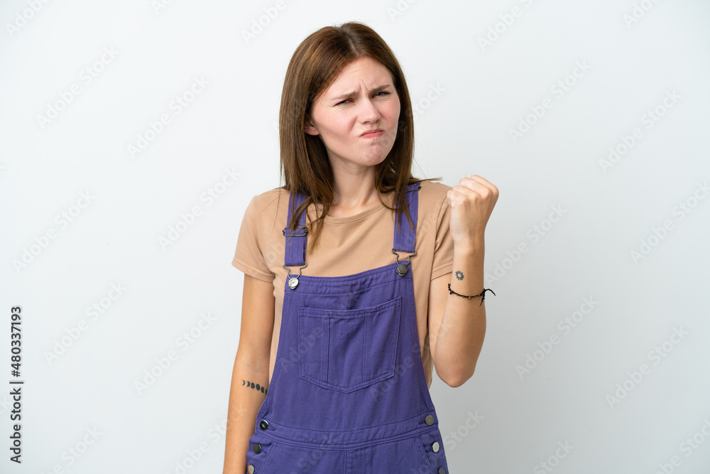 Young English woman isolated on white background with unhappy expression Young English woman isolated on white background with unhappy expression