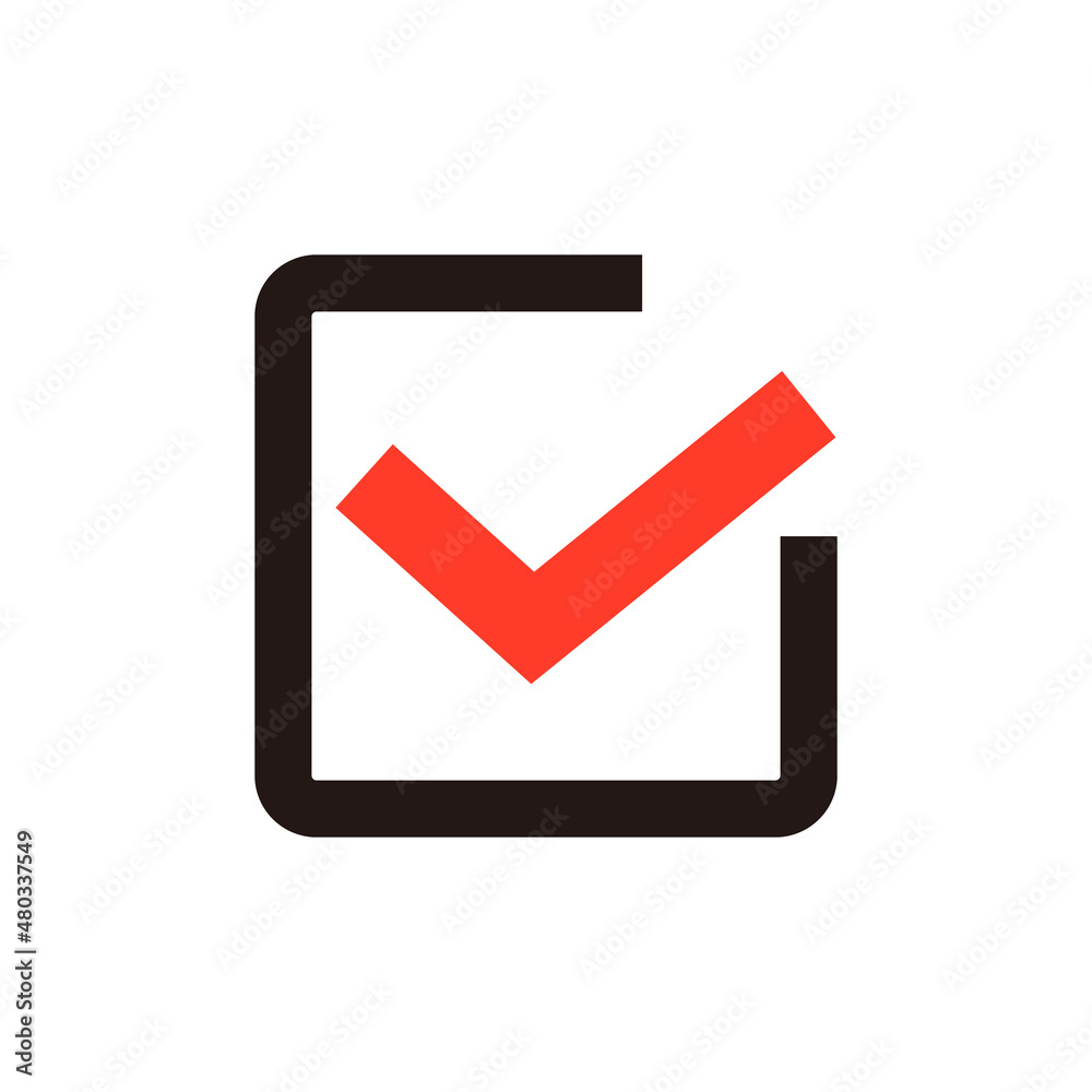 Red checkbox icon. Confirmation and decision. Vectors. Red checkbox icon. Confirmation and decision. Vectors.
