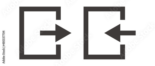 A set of login and logout icons. Vector.