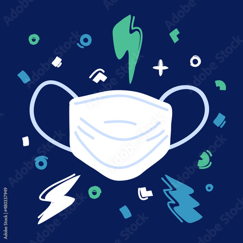 Cartoon vector illustration of Doctor mask and corona virus protection