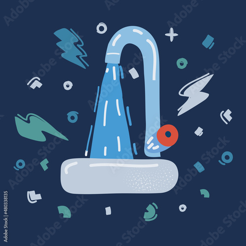 Cartoon vector illustration of water tap