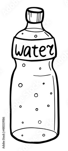Water bottle illustration. proper lifestyle, nutrition. Doodled