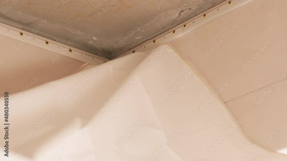 Installation of stretch ceilings in the room Installation of stretch ceilings in the room