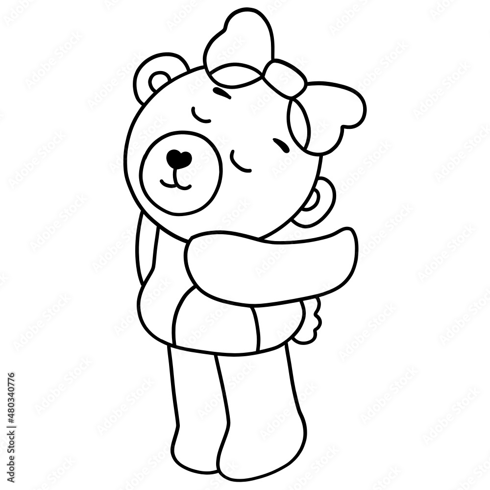 valentine-teddy-bear outline design-SVG illustration for web, wedsite, application, presentation, Graphics design, branding, etc.