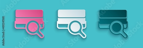 Paper cut Agricultural soil test and results icon isolated on blue background. Digital soil analysis. Paper art style. Vector