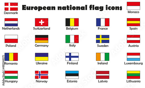 European national flag icon set