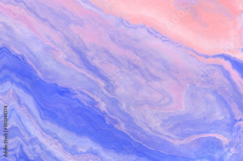 Acrylic texture made in liquid pour technique. Background in pink and purple pastel colors.