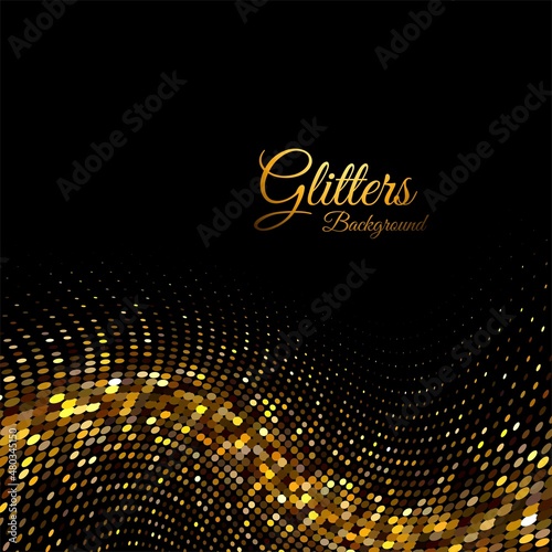Golden glitters stylish magical wave background