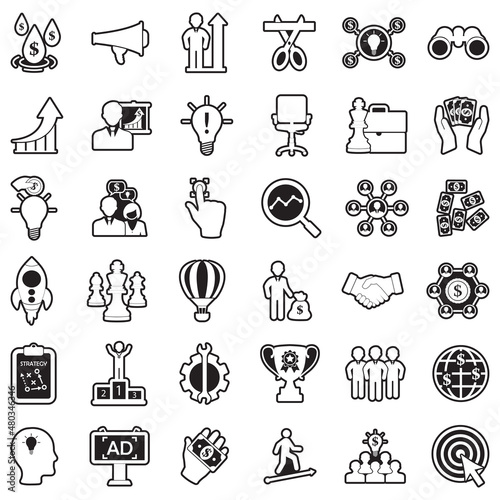 Start Up Icons. Line With Fill Design. Vector Illustration.