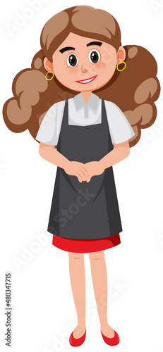 A housekeeper cartoon character on white background
