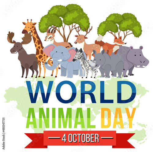 World Animal Day banner with African wild animals