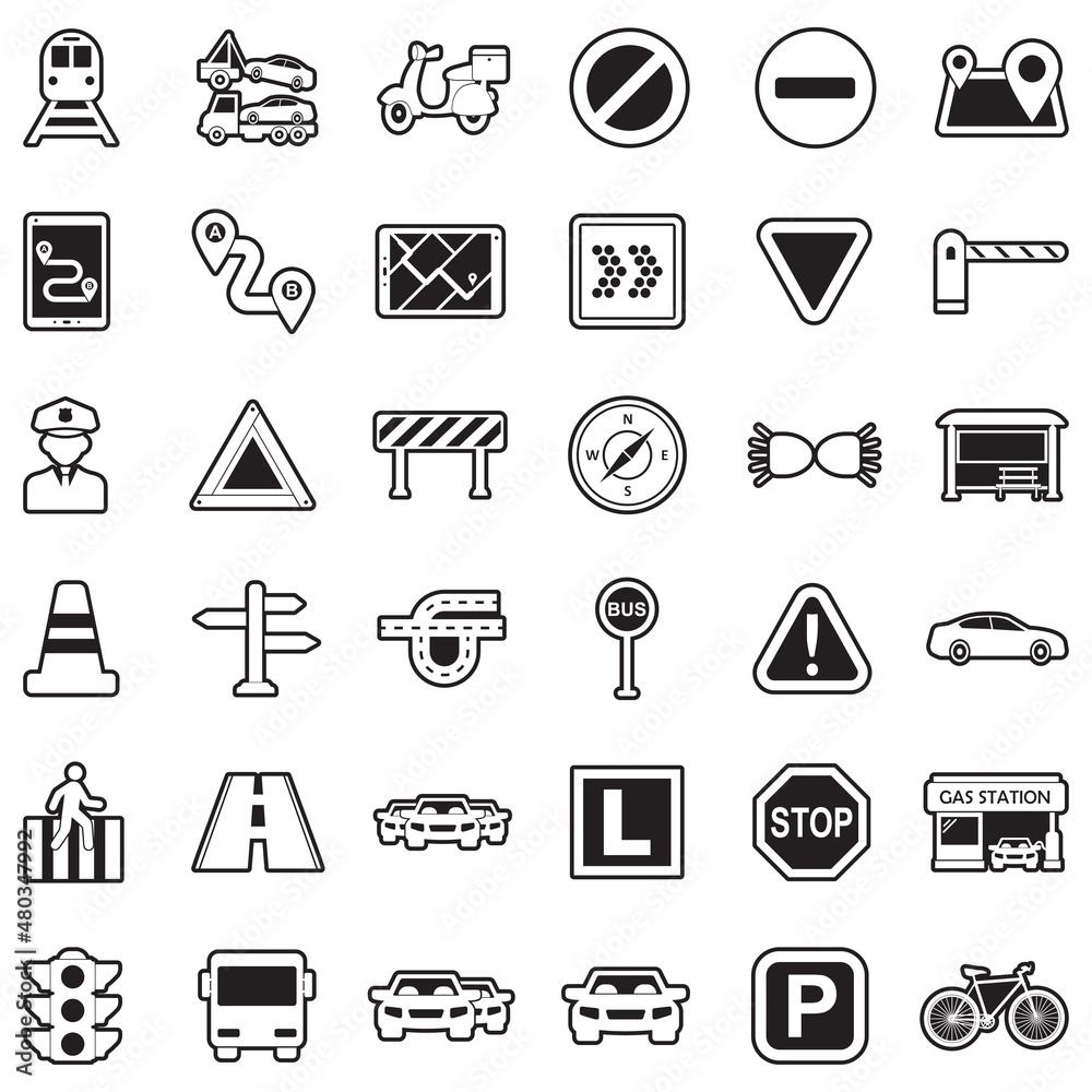 Fototapeta premium Traffic Icons. Line With Fill Design. Vector Illustration.