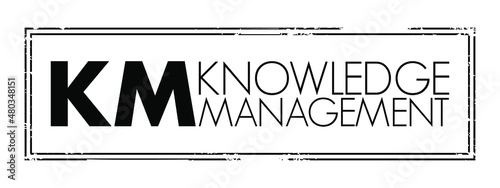 KM - Knowledge Management acronym text stamp, business concept background