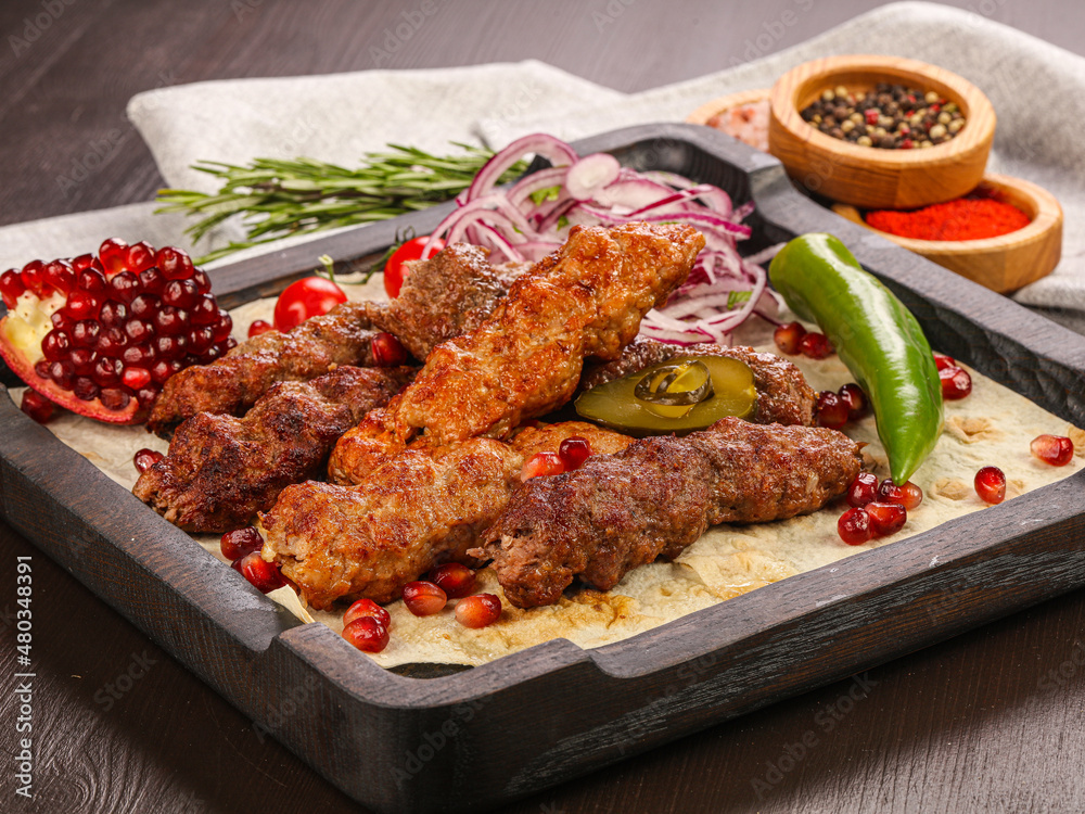 Caucasisian traditional mix grilled meat Caucasisian traditional mix grilled meat