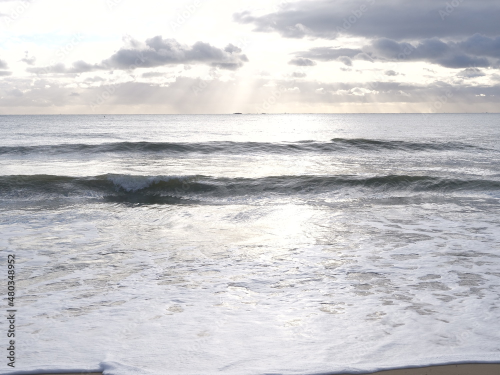 The view of the Atlantic Ocean. The 2nd December 2021, Saint-Nazaire, France.