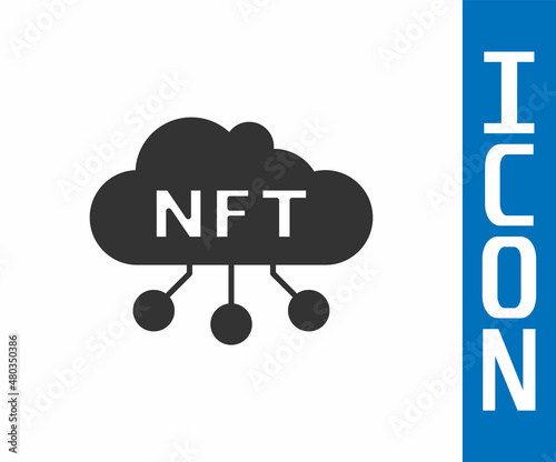 Grey NFT cloud icon isolated on white background. Non fungible token. Digital crypto art concept. Vector