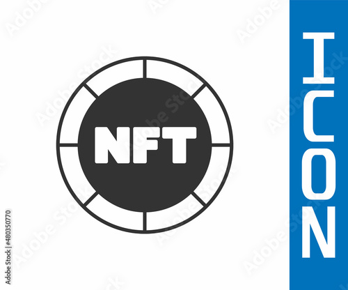 Grey NFT Digital crypto art icon isolated on white background. Non fungible token. Vector