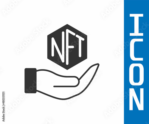 Grey NFT Digital crypto art icon isolated on white background. Non fungible token. Vector