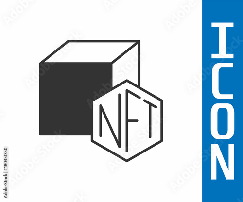 Grey NFT Digital crypto art icon isolated on white background. Non fungible token. Vector