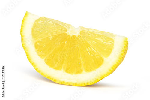 Lemon fruit slice isolated on white background, clipping path, Juicy sliced lemon..