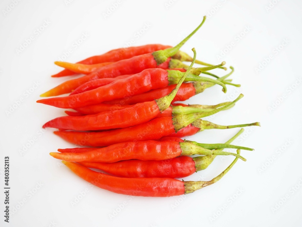 Chili pepper isolated on a white background. closeup photo, blurred.