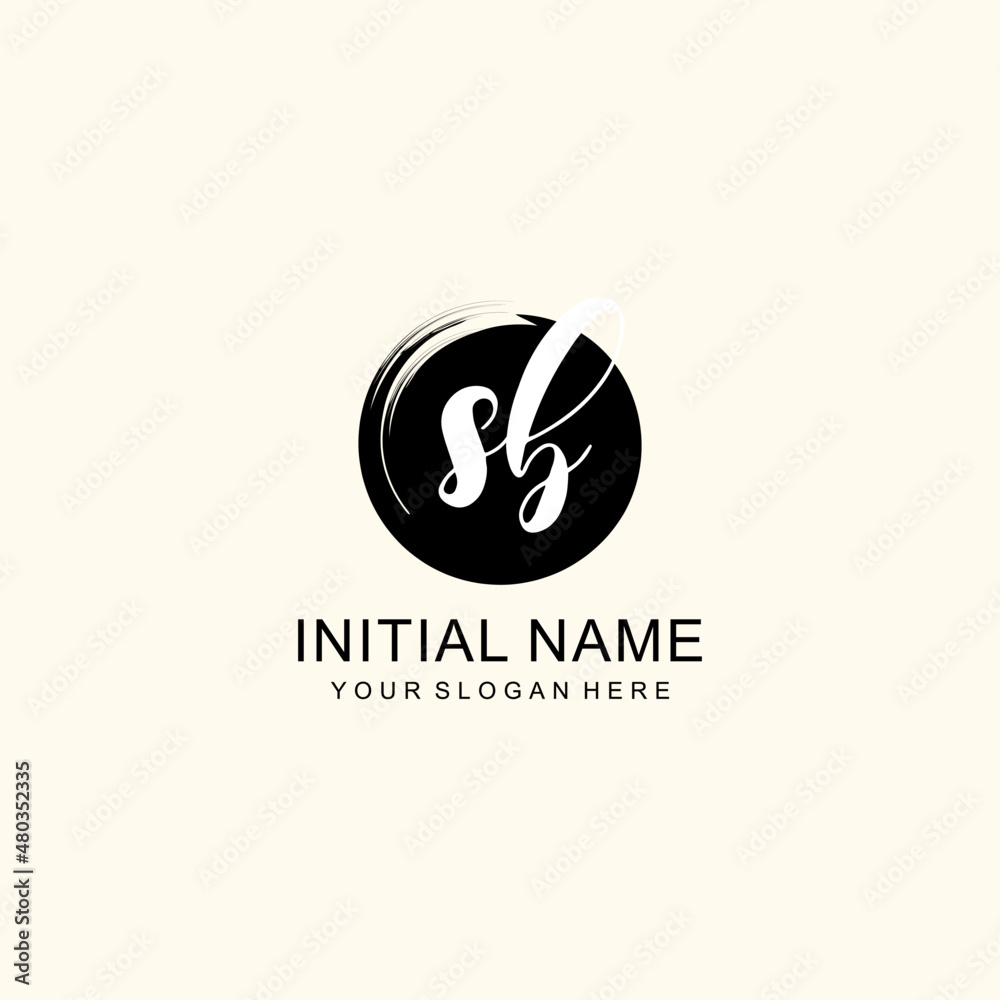 Initial SB beauty monogram, handwriting logo of initial signature, wedding, fashion, floral and botanical logo concept design.