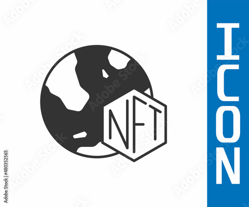 Grey NFT Digital crypto art icon isolated on white background. Non fungible token. Vector