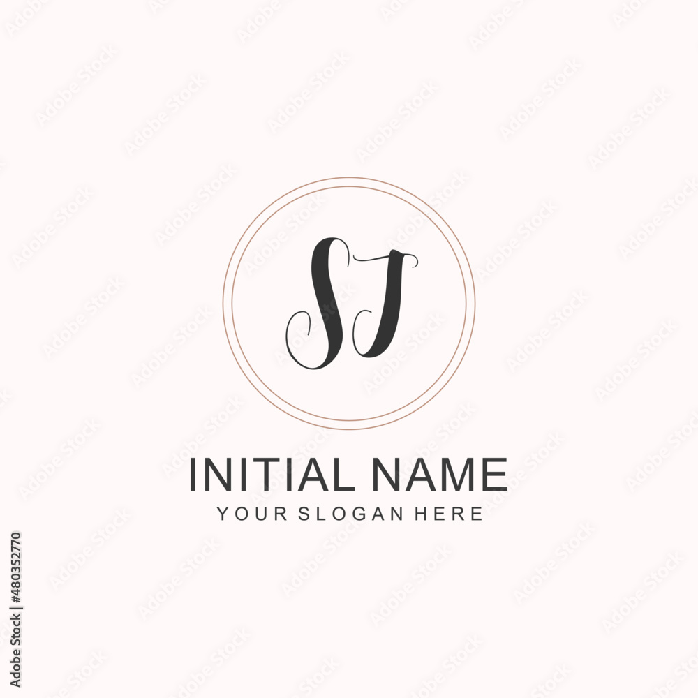 Initial SJ beauty monogram and elegant logo design, handwriting logo of initial signature, wedding, fashion, floral Initial SJ beauty monogram and elegant logo design, handwriting logo of initial signature, wedding, fashion, floral