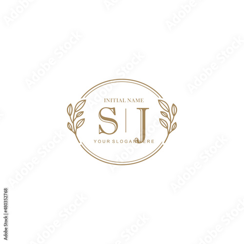 Initial letter SJ beauty handwriting logo vector