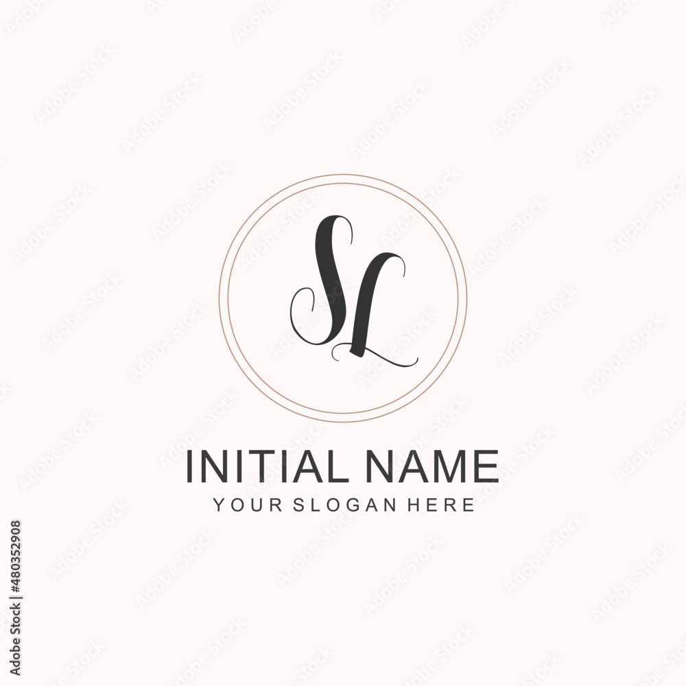 Initial SL beauty monogram and elegant logo design, handwriting logo of initial signature, wedding, fashion, floral Initial SL beauty monogram and elegant logo design, handwriting logo of initial signature, wedding, fashion, floral