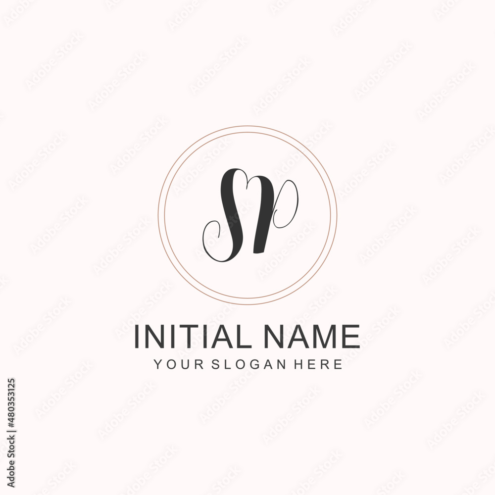 Initial SP beauty monogram and elegant logo design, handwriting logo of initial signature, wedding, fashion, floral Initial SP beauty monogram and elegant logo design, handwriting logo of initial signature, wedding, fashion, floral