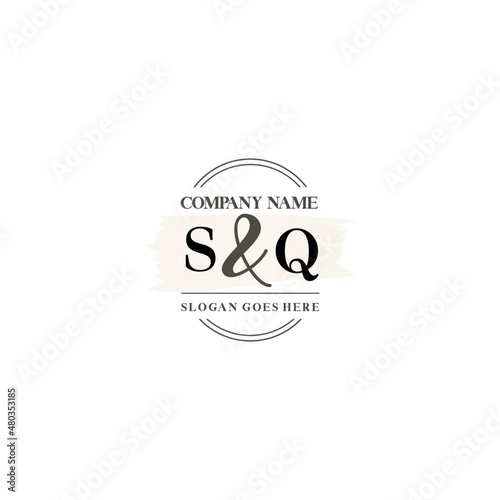 Initial letter SQ beauty handwriting logo vector