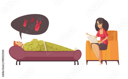 Cartoon Psychologist Composition