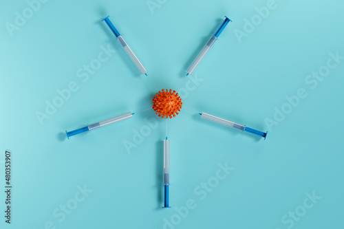 3D rendering of the fifth covid-19 booster vaccination. High quality 3d illustration