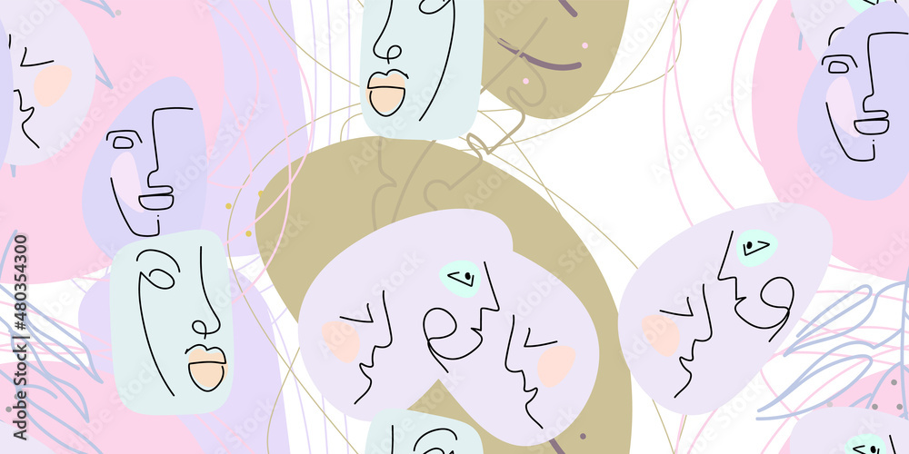 Face line pattern. Minimal art one line drawing. Face line pattern. Minimal art one line drawing.