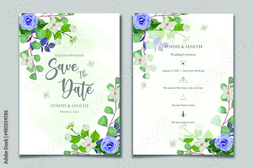 set of invitation  with flowers