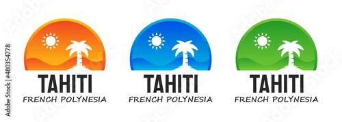Fotografie, Obraz Tahiti island in French Polynesia destination symbol in round design