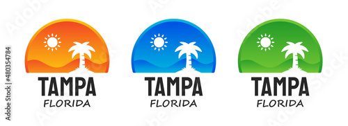 Tampa city bay travel destination. Landscape logo set