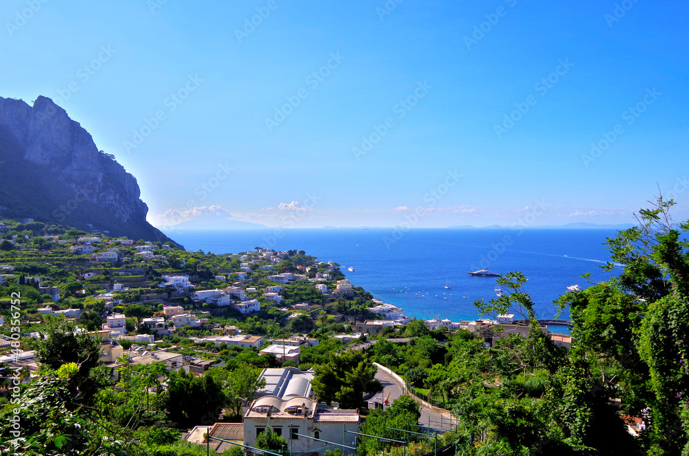 Amazing view over Anacapri town houses and Amalfi style island coast ...