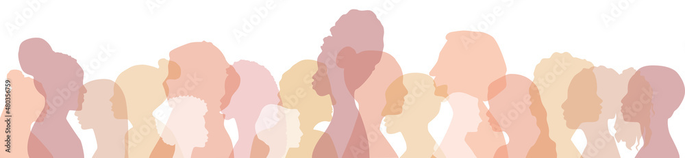 Women of different ethnicities stand side by side together. Women of different ethnicities stand side by side together.