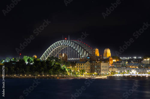 Sydney Harbour Bridge illuminating the night sky NSW Australia  © Elias Bitar
