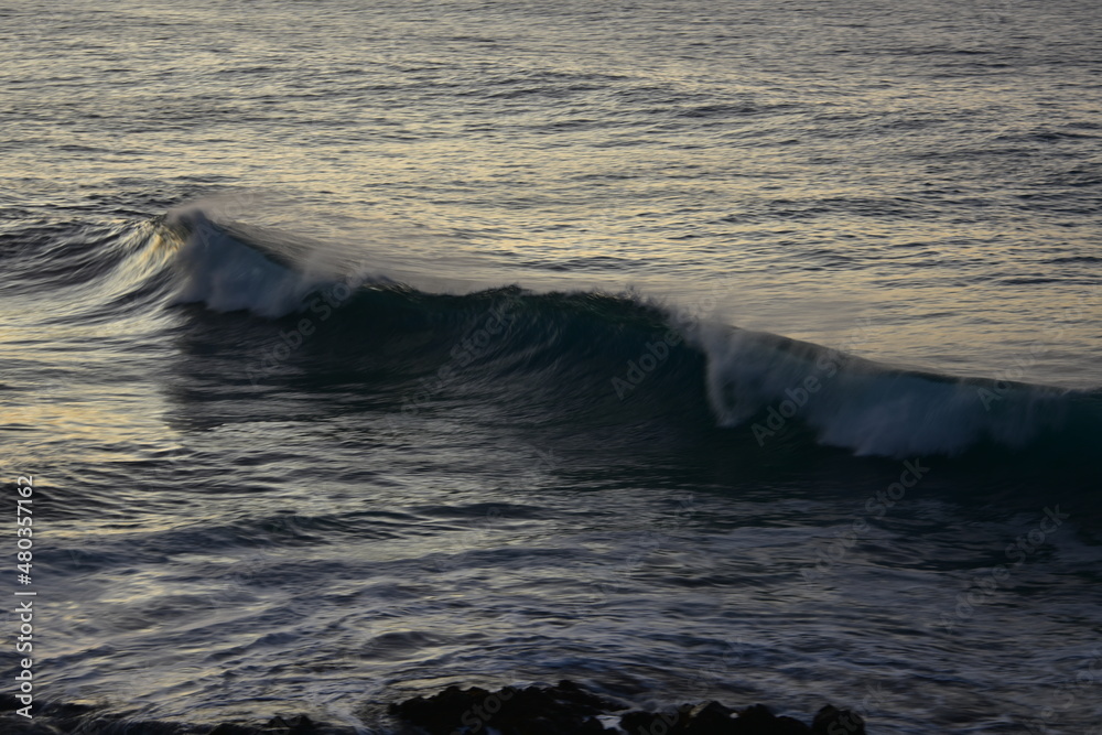 waves at sunset in the Canary Island contemplating its colors and horizon waves at sunset in the Canary Island contemplating its colors and horizon