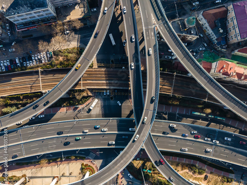Aerial photography of modern city overpass in China