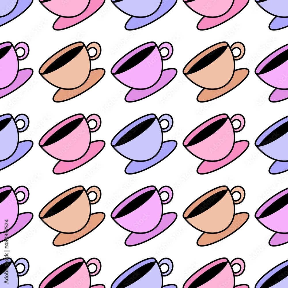 Seamless cup of coffee tea pattern for fabrics and textiles and packaging and linens and kids and wrapping paper Seamless cup of coffee tea pattern for fabrics and textiles and packaging and linens and kids and wrapping paper