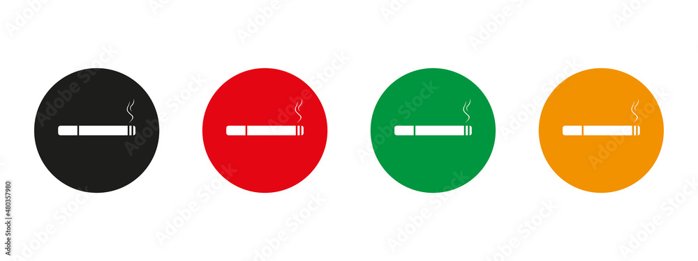 Cigarette. Cigarettes. Smoking is prohibited. Smoking is allowed. Icons.